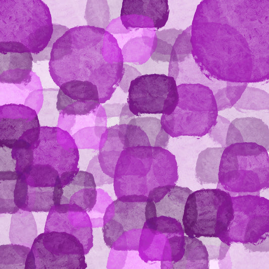 Circles floating in space in shades of happy purple