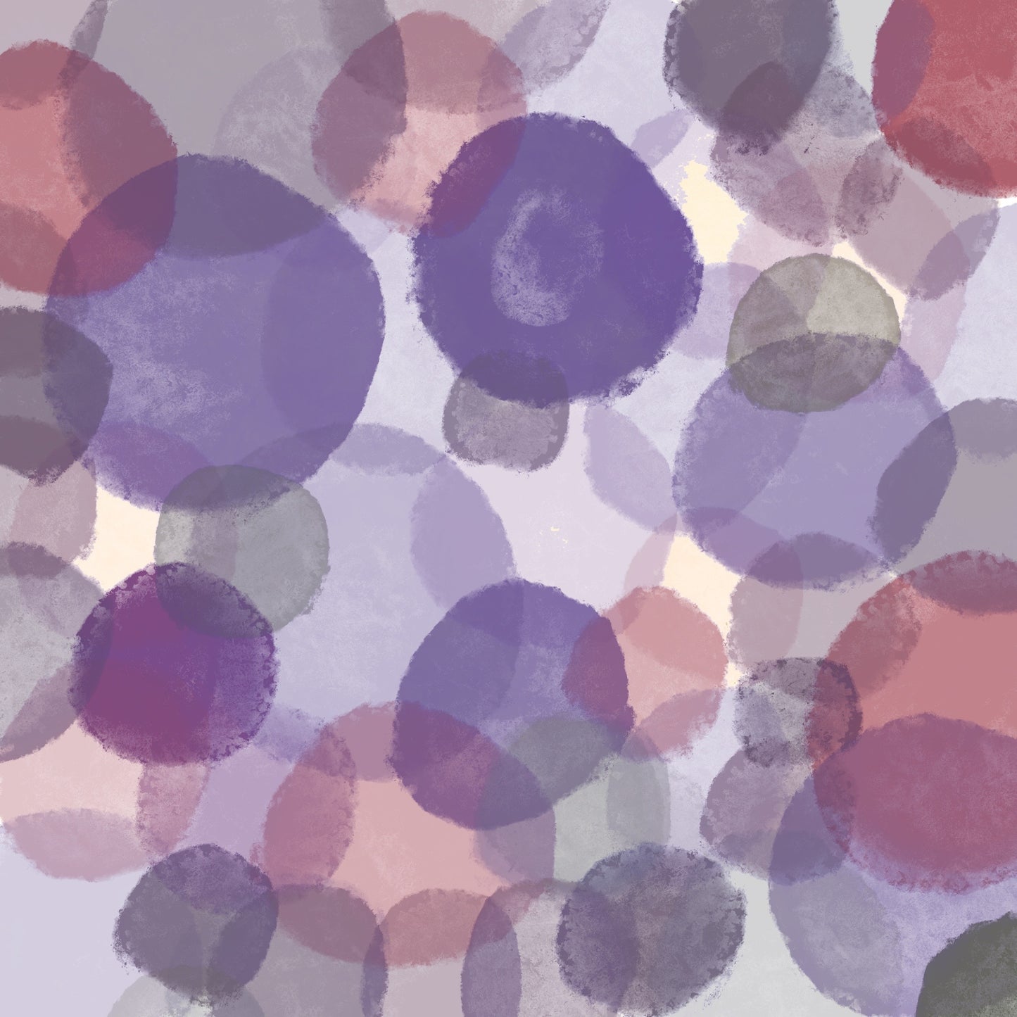 Circles floating in space in shades of purple