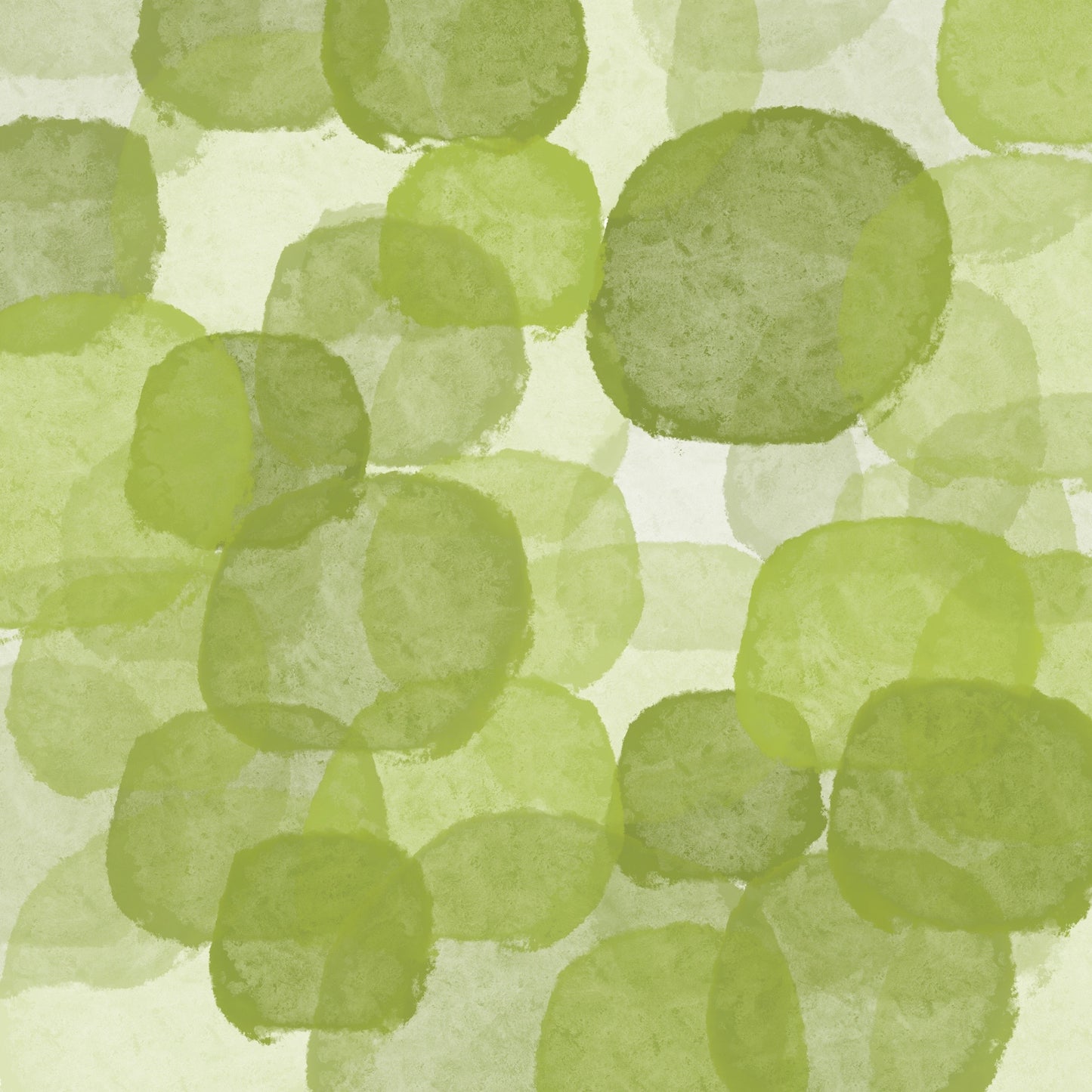 Circles floating in space in shades of green