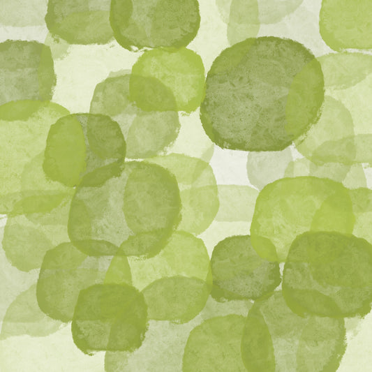 Circles floating in space in shades of green