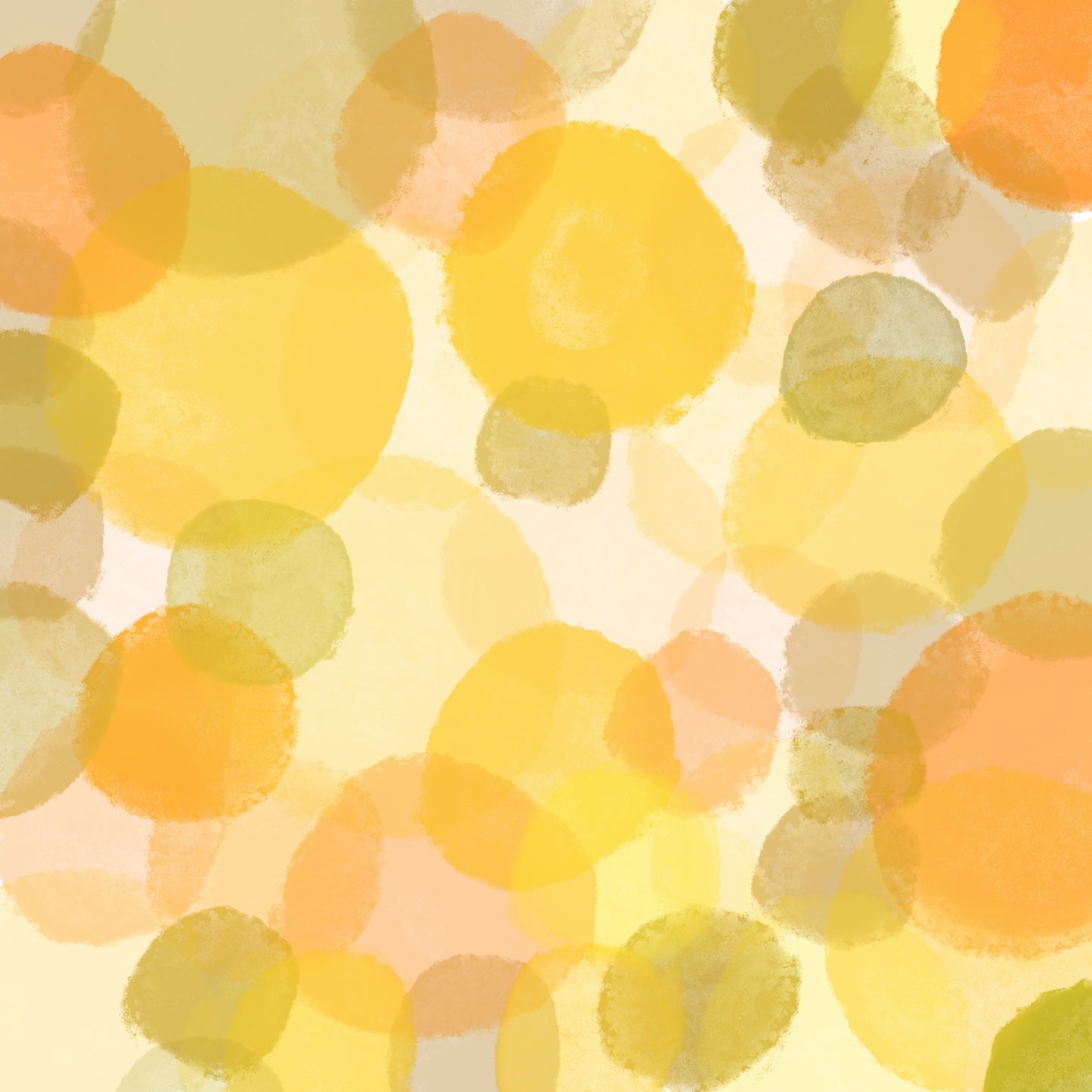 Circles floating in space in shades of yellow