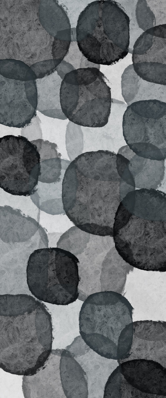 Circles floating in space in shades of black and grey (rectangle)