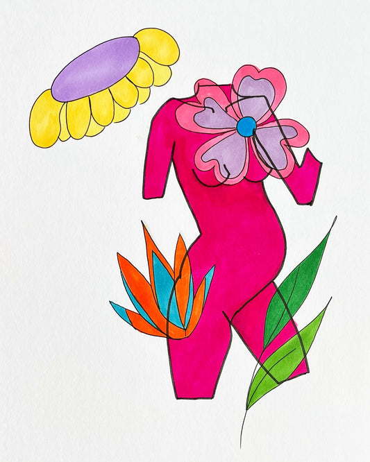 ' Pink pregnant statue