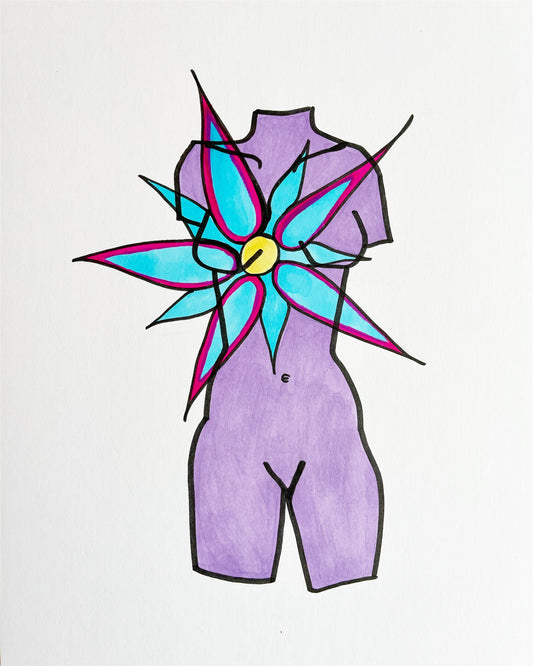 Purple statue with one flower